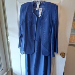 Vintage R&M Richards 16 Blue Maxi Dress with Bead Embellished Jacket Weddings